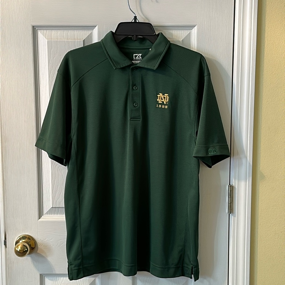 Vintage Notre Dame Fighting Irish Cutter & Buck Button Polo Shirt Size Medium